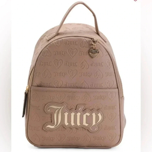 JUICY COUTURE Upgrade U Logo Tan BackPack With Bag Charm. - Picture 2 of 8